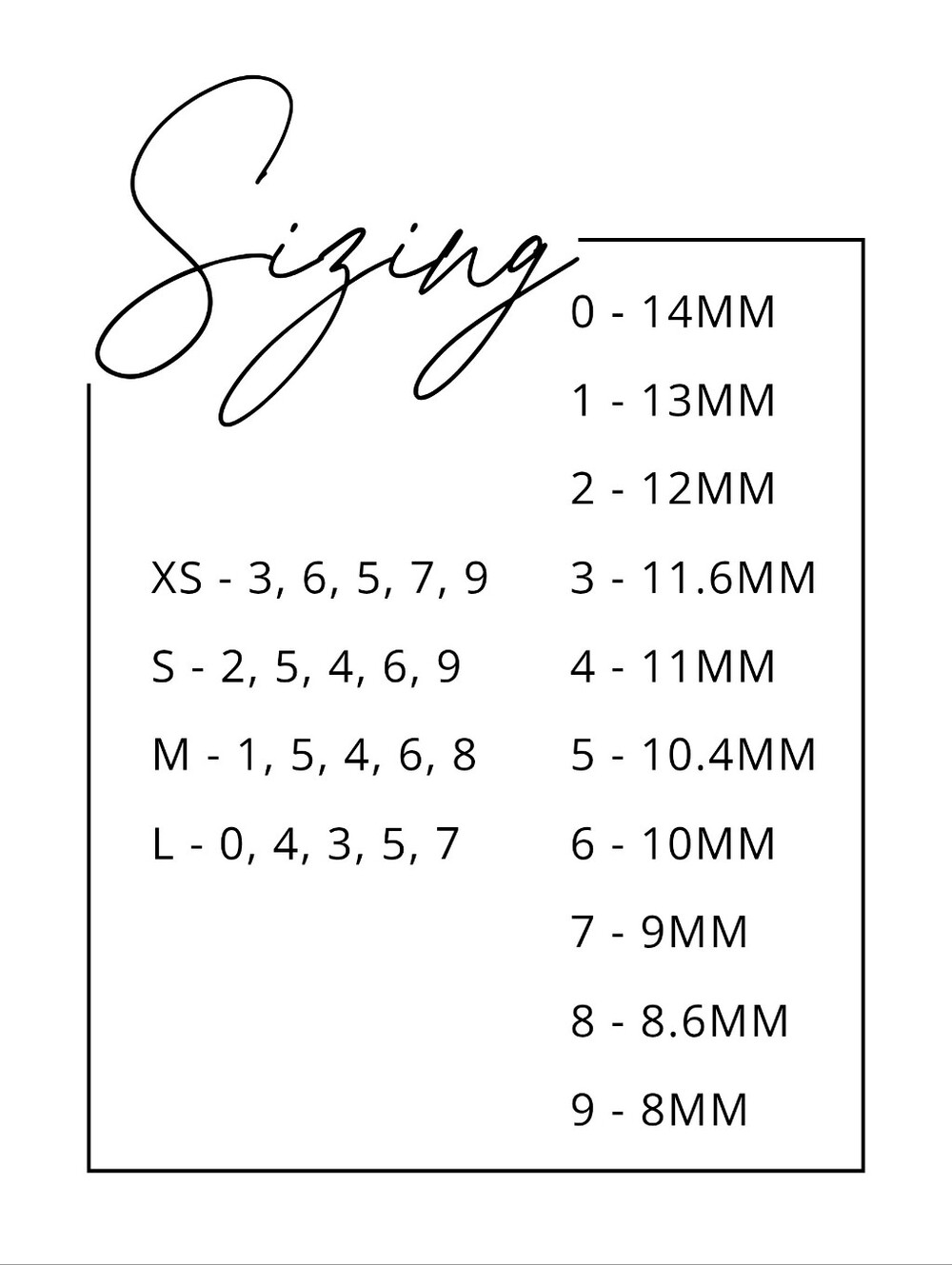 ✨ Sizing Chart ✨